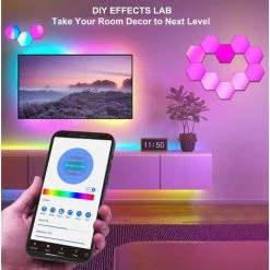 ZOLGINAH WiFi Smart RGB Lumiere Gaming Panneau LED Mural Contrôle Vocal Et App, Musique Sync Module LED Pour Deco Gaming/Salle Esthétique Décor,7 Pack -Panneau LED Soldes 2022 59346624 5