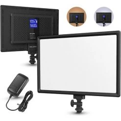 ZOLGINAH Panneau LED Lampe Vidéo, Avec LCD Ecran Mince Et Batterie Intégrée, Réglable 3200K-5600K Bi-Couleur Et CRI 95+, Pour Tous DSLR Caméra Et Trépied