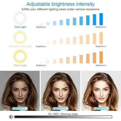 HEGUYEY Selfie Ring Light, 40 LED Anneau Lumineux Selfie Rechargeable, Gradation En Continu &3 Niveaux De Luminosité, Pour Diffusion En Direct, TikTok, Vlog, YouTube, Photographie 5 HEGUYEY Selfie Ring Light, 40 LED Anneau Lumineux Selfie Rechargeable, Gradation En Continu &3 Niveaux De Luminosité, Pour Diffusion En Direct, TikTok, Vlog, YouTube, Photographie – Image 3