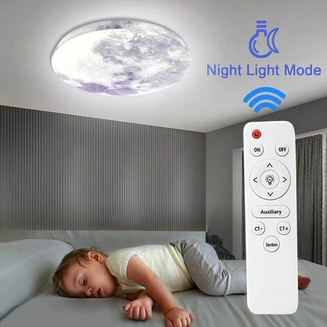 IRISFR Plafonnier Led 36W, Luminaire Plafonnier Surface De La Lune Avec Télécommande,Haute Luminosité Dimmable 3000-6500K, 3600LM, LED Plafonnier étanche IP40 Pour Cuisine Salon Chambre,Lilaris 6 IRISFR Plafonnier Led 36W, Luminaire Plafonnier Surface De La Lune Avec Télécommande,Haute Luminosité Dimmable 3000-6500K, 3600LM, LED Plafonnier étanche IP40 Pour Cuisine Salon Chambre,Lilaris – Image 4
