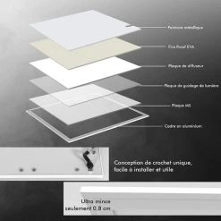 RELAX4LIFE Panneau LED De Plafond 40W 4000 Lumens, Panneau Lumineux Blanc Neutre Chaud 4000 K, Haute Luminosité Angle 120º Faible Consommation, 62x62 Cm 9 RELAX4LIFE Panneau LED De Plafond 40W 4000 Lumens, Panneau Lumineux Blanc Neutre Chaud 4000 K, Haute Luminosité Angle 120º Faible Consommation, 62x62 Cm -Panneau LED Soldes 2022 60464687 3