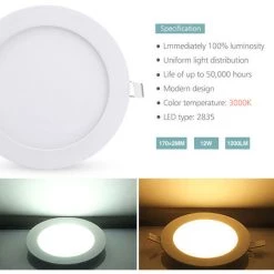 OLYMAGIC Plafonnier Encastré Au Plafond, Petit Panneau Lumineux 12 W Blanc Chaud Rond 220 V (lot De Deux) -Panneau LED Soldes 2022 60652897 4