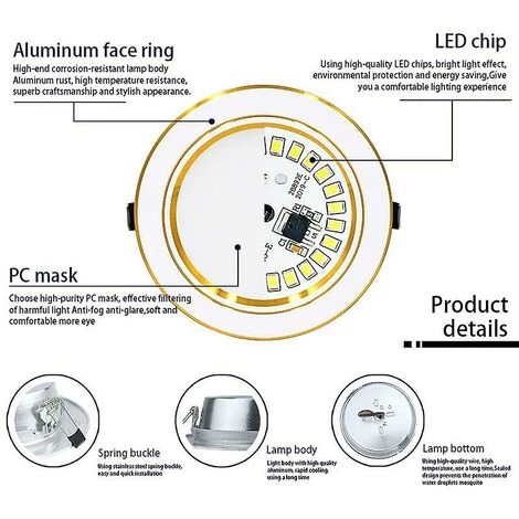 BDD Panneau LED Salon Downlight LED Encastré Plafonnier (5W Blanc Froid) 5 BDD Panneau LED Salon Downlight LED Encastré Plafonnier (5W Blanc Froid) – Image 3