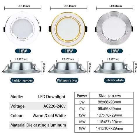 BDD Panneau LED Salon Downlight LED Encastré Plafonnier (5W Blanc Froid) 6 BDD Panneau LED Salon Downlight LED Encastré Plafonnier (5W Blanc Froid) – Image 4