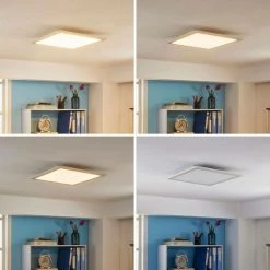 LAMPENWELT LED Plafonnier à Intensité Variable 'Enja' En Aluminium Pour Bureau - Blanc -Panneau LED Soldes 2022 8028305 2