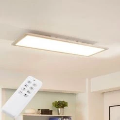 LAMPENWELT LED Plafonnier à Intensité Variable 'Lysander' En Aluminium Pour Bureau - Argenté, Blanc