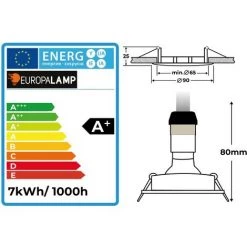 EUROPALAMP 50 Spots Encastrable Orientable Alu Brossé Avec GU10 LED De 7W Eqv. 56W Blanc Froid 6000K - Blanc Froid 6000K -Panneau LED Soldes 2022 9350703 3